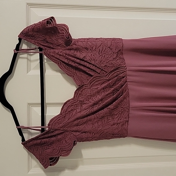 Lace Chiffon Off-Shoulder Long Bridesmaid DressCELEBRATE DB STUDIOF20358 - Picture 3 of 6